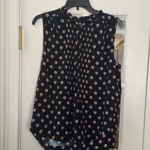 kate spade Black Sleeveless Floral Pintuck Camisole Blouse